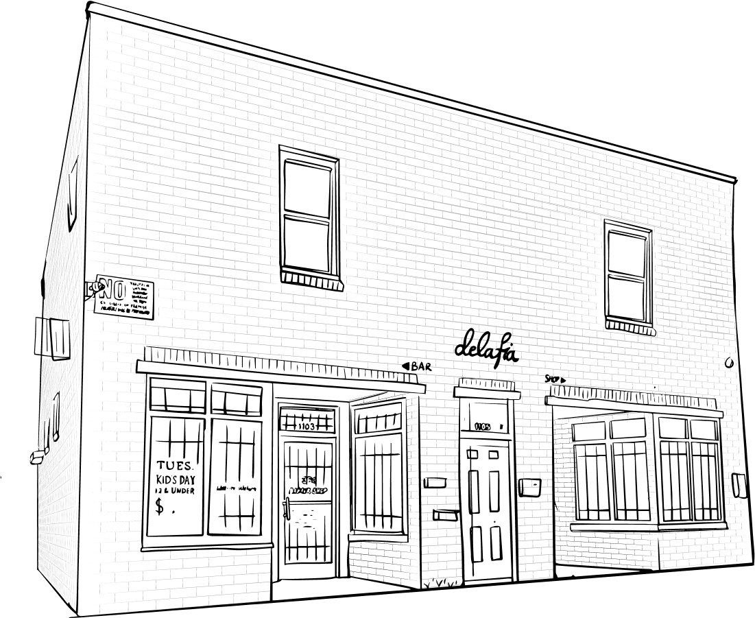 illustration of the delafia storefront on s roxboro st